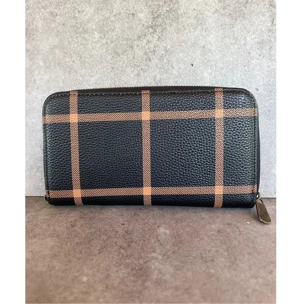 Thirty-One All about the benjamins wallet Rare discontinued window pane plaid